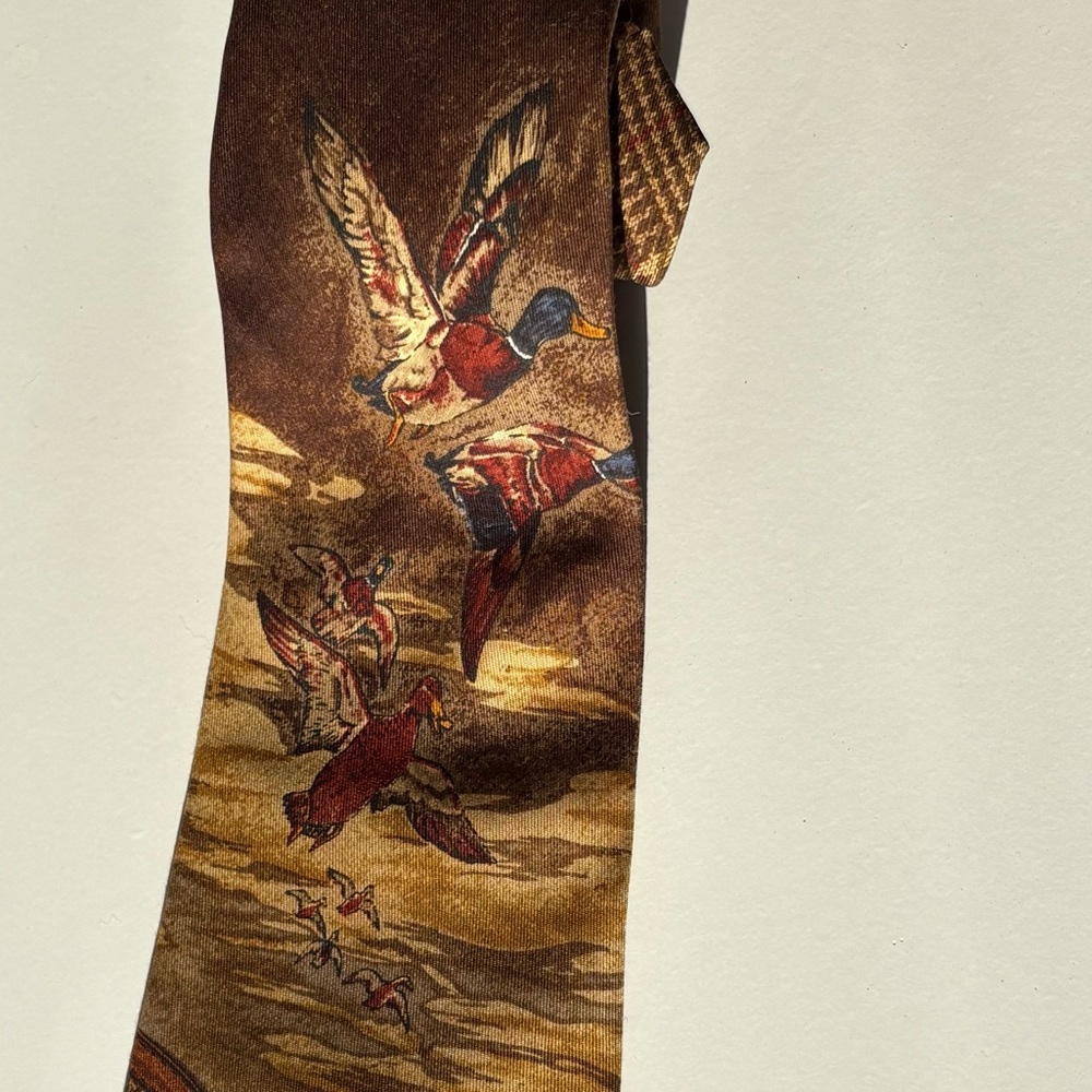 Ralph Lauren Polo Vintage 100% Silk Tie Flying Duck Motif